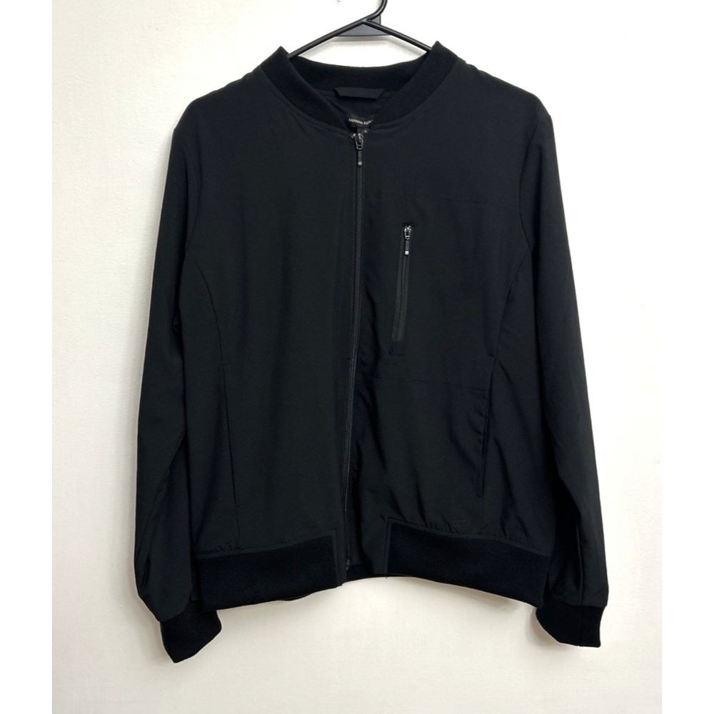Banana Republic Sporty Bomber Jacket Black Women's M Minimalist Neutral Full Zip